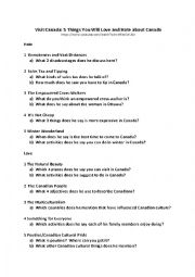 English Worksheet: Visit Canada: 5 Things you will Hate & 5 Things you will Love