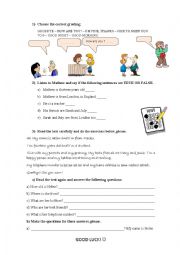 English Worksheet: Exam practise beginners