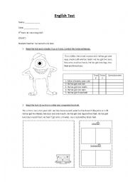 English Worksheet: Monsters Test - Body Parts - Likes and Dislkes - Has got