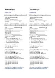 English Worksheet: Song : Yesterdays -Guns N Roses