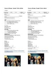 English Worksheet: Song : Sweet Child O Mine : Guns N Roses 