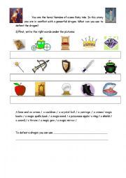 English Worksheet: You are the hero (magic objects) 