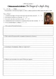 English Worksheet: Chimamanda Adichie TED Talk Lesson