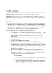 English Worksheet: COIK Lesson