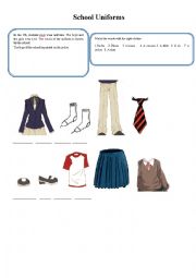 English Worksheet: School uniforms