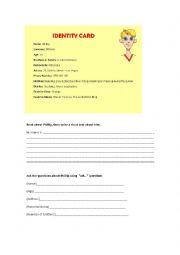 English Worksheet: Identity Card