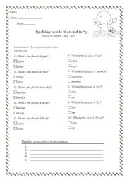 English Worksheet: Spelling words that end in 