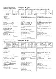 English Worksheet: Complete the lyrics