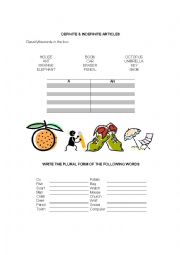 English Worksheet: A/AN Singular & Plural