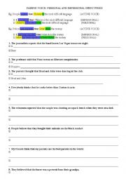 English Worksheet: Advanced Passive Voice Structures (Personal and Impersonal)