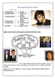 English Worksheet: My favourite pop star profile