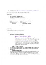 English Worksheet: HOw to be the Perfect Wife