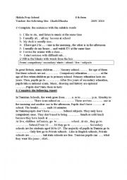 English Worksheet:  third hour activity 