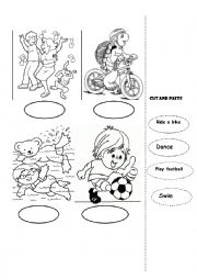 English Worksheet: cut and paste action verbs