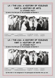 English Worksheet: THE SEGREGATION - STRANGE FRUIT (Song + Photograph)