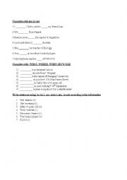 English Worksheet: Personal information with verb to be