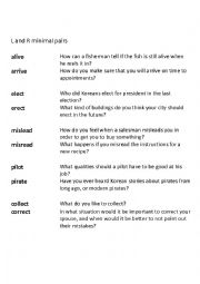 L and R minimal pairs practice