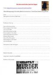 English Worksheet: Jack the Ripper: Video