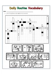 Daily Routine Vocabulary Crossword