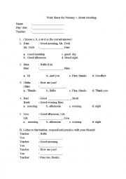 English Worksheet: Greeting test