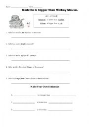 English Worksheet: Comparatives