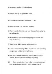 English Worksheet: Common Errors