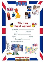 English Worksheet: 2015-2016 copybook cover page Year 8 pupils