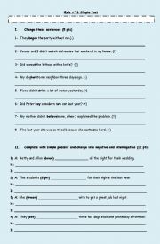 English Worksheet: Simple past quiz