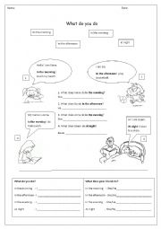 English Worksheet: What do you do (at times of the day)