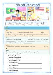 English Worksheet: Go on Vacation