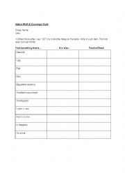 English Worksheet: Scavenger Hunt