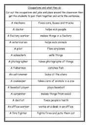 English Worksheet: What do they do?