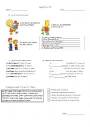 English Worksheet: simple present tense