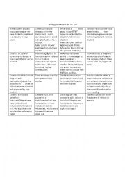 English Worksheet: Biology Semester 1 Tic Tac Toe