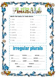 English Worksheet: plural noun