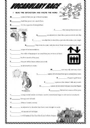 English Worksheet: Vocabulary race