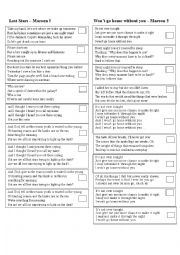 English Worksheet: Wont go home without you & Lost stars