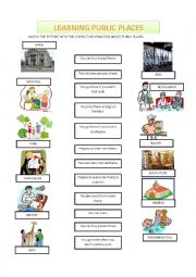 English Worksheet: Match public places