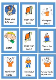 English Worksheet: Simon says flashcards 22 commands 1/2