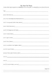 English Worksheet: Autobiography Poem