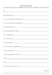 English Worksheet: Autobiography Poem