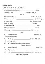 English Worksheet: Gerund 