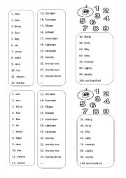 English Worksheet: Numbers