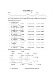 final semster test, grammar resent and past simple, countables, prepositions, reading