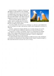 English Worksheet: Nuclear energy