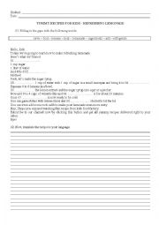 English Worksheet: Lemonade Recipe