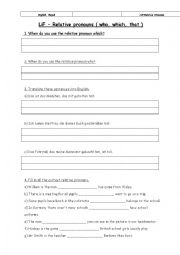 English Worksheet: Relative Clause - Worksheet for Germans