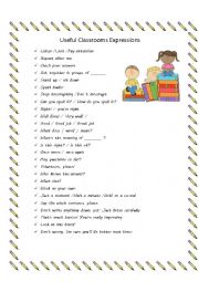 English Worksheet: Useful Classroom expresions