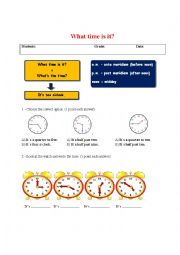 English Worksheet: What time is it?