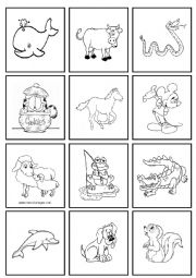 English Worksheet: ANIMALS - FLASHCARDS & MEMORY AGME